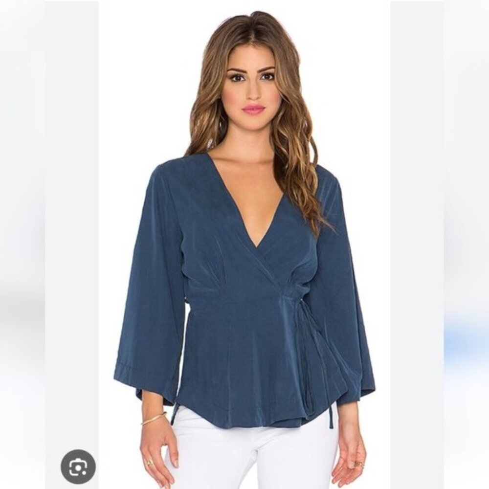 FREE PEOPLE | Grand Piano Wrap Top Navy Blue Sz L